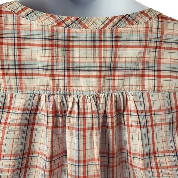 Liz Claiborne Size 3X Multi-Color Plaid All Cotton Blouse Short Sleeve Shirred - Picture 10 of 13